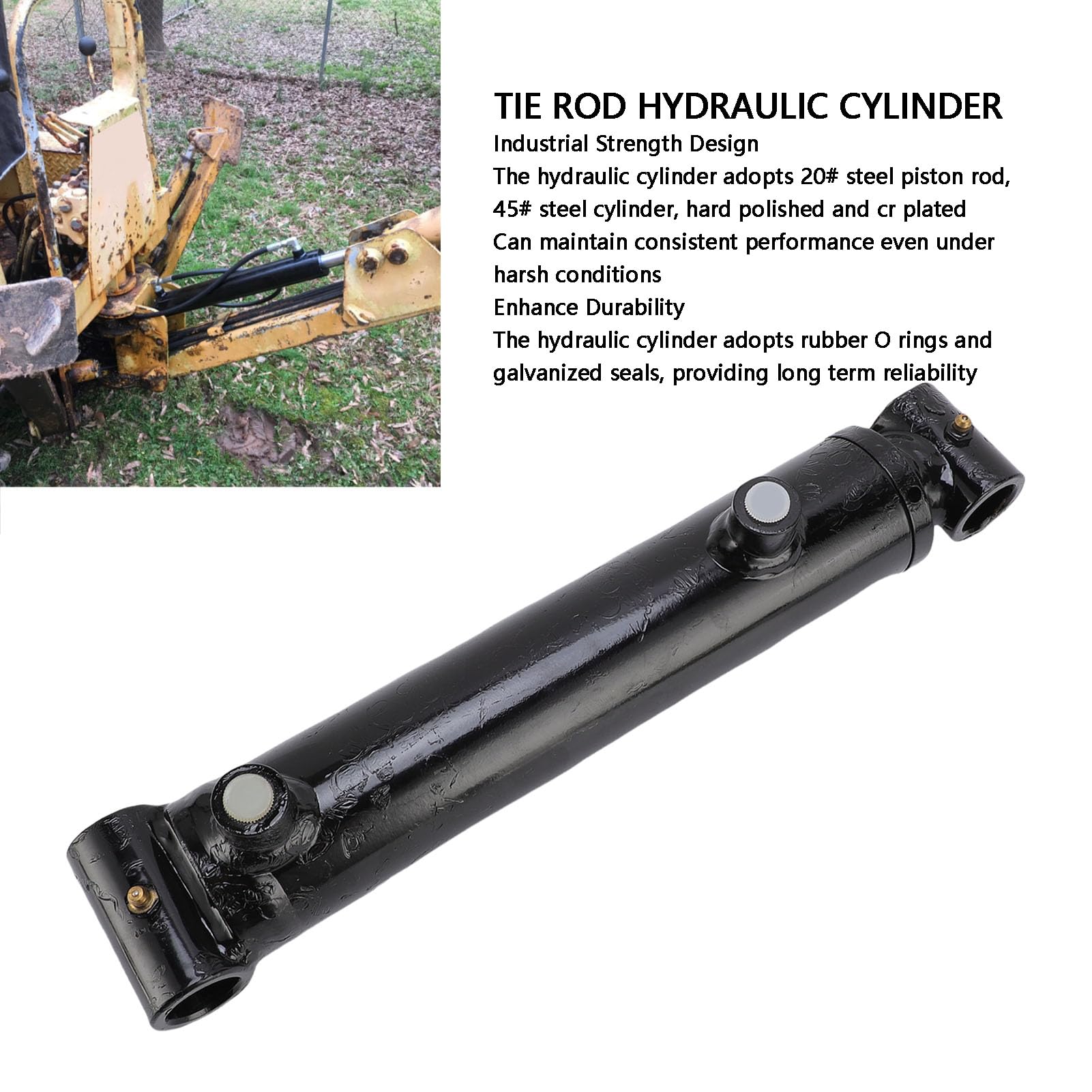 Ejoyous Siłownik Hydrauliczny, Cylinder Dwustronnego Działania z Drążkiem Kierowniczym, średnica 2 Cali, Skok 16 Cali, 3000 PSI, Stal 45 20, Obciążenie 9400 Funtów, Port SAE6 do Ciągników Koparki
