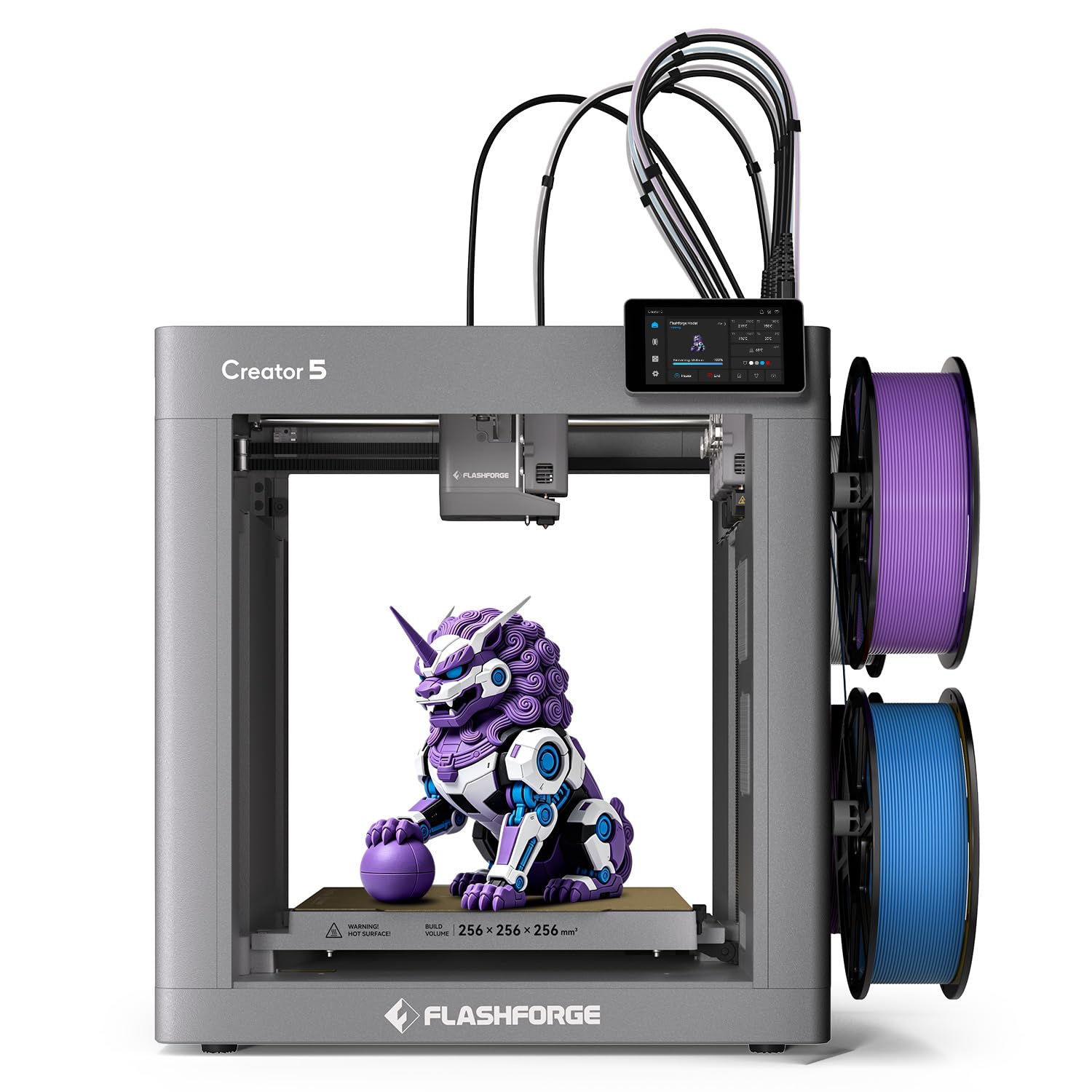 FLASHFORGE Creator 5 Multi-Toolhead 3D Printer 7S Toolchanger Multi-Filament Printing, CoreXY 600mm/s 5X Faster Color Switch, Near-Zero Waste System, Auto Bed Leveling Smart Extrusion Stunning Results
