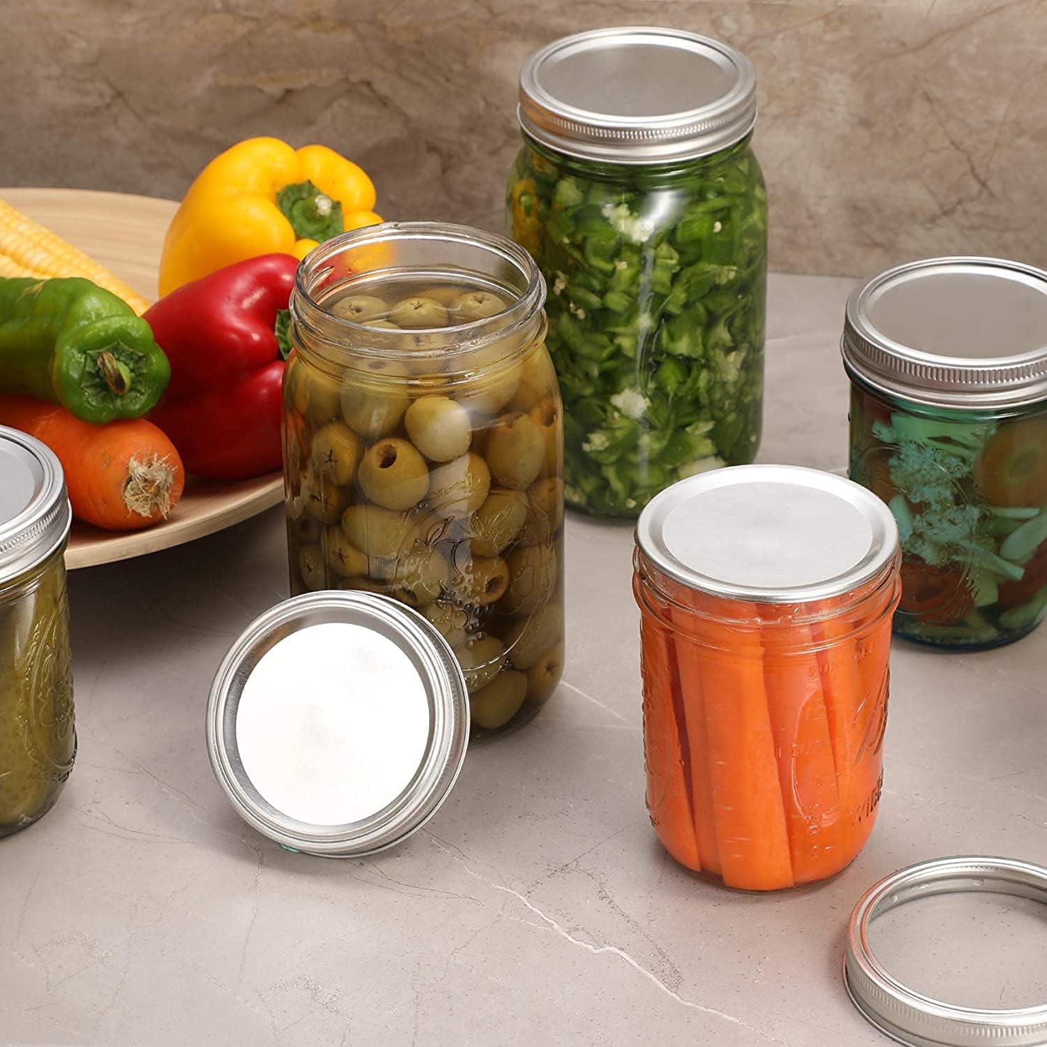50 Pieces Regular Mouth Canning Lids for Ball,Kerr Jars - Split-Type Metal Mason Jar Lids for Canning Food Grade Material,100% Fit & Airtight for Regular Mouth Jars : Home & Kitchen