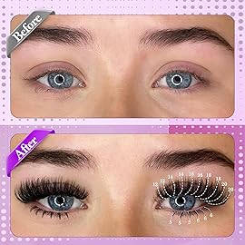 Yawamica Eyelash Extension Kit Wispy Lash Clusters Kit with Bottom Lashes 100D Fluffier Volume Individual Lashes 12-20mm Eyelash Clusters with 5-6mm Bottom Lashes with Bond and Seal and Lash Tweezers