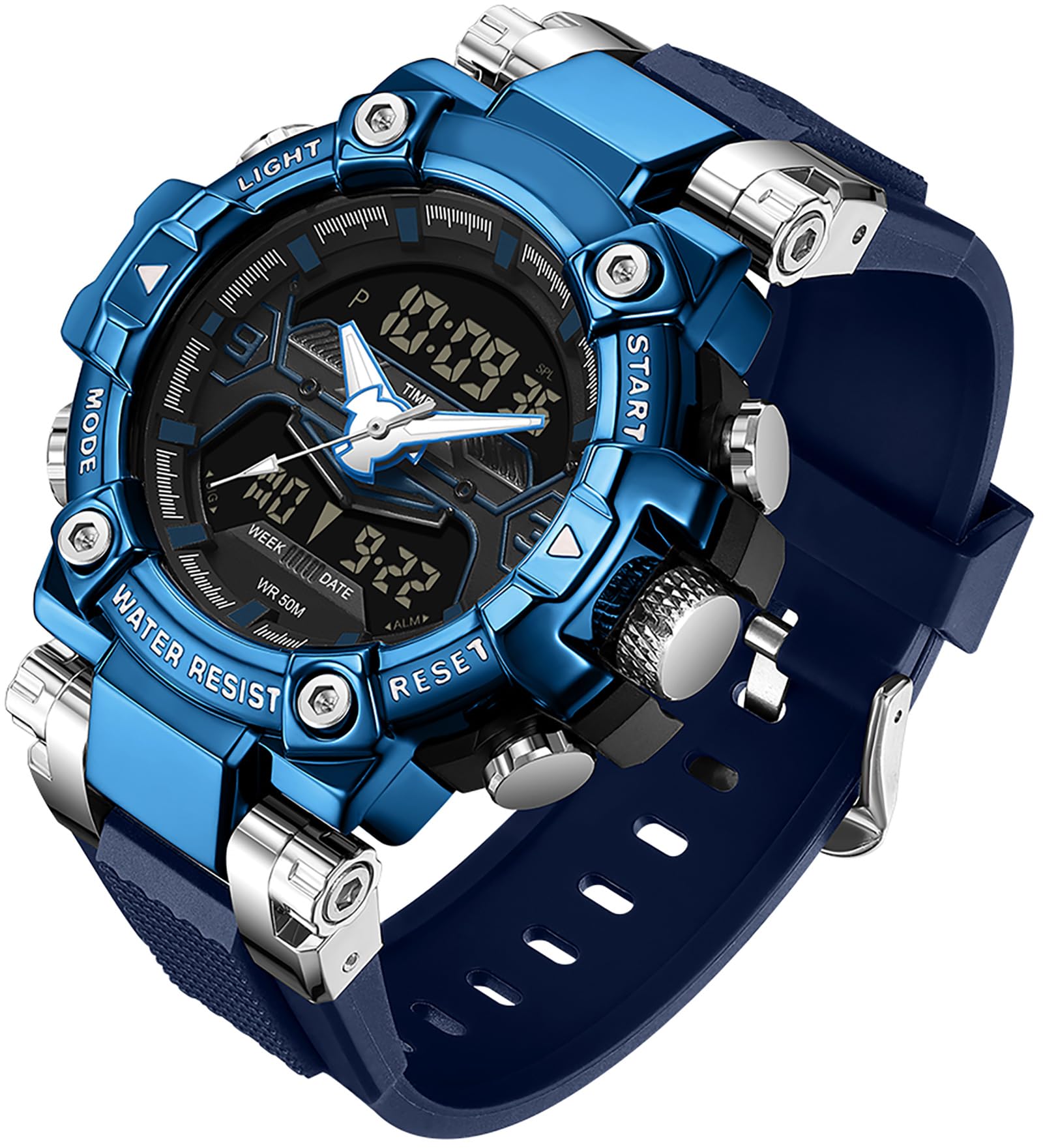findtime Reloj militar analógico digital para hombre con cronómetro, reloj despertador 12/24H, reloj táctico, gran reloj deportivo para hombres y niños, 5 ATM, resistente al agua, para exteriores