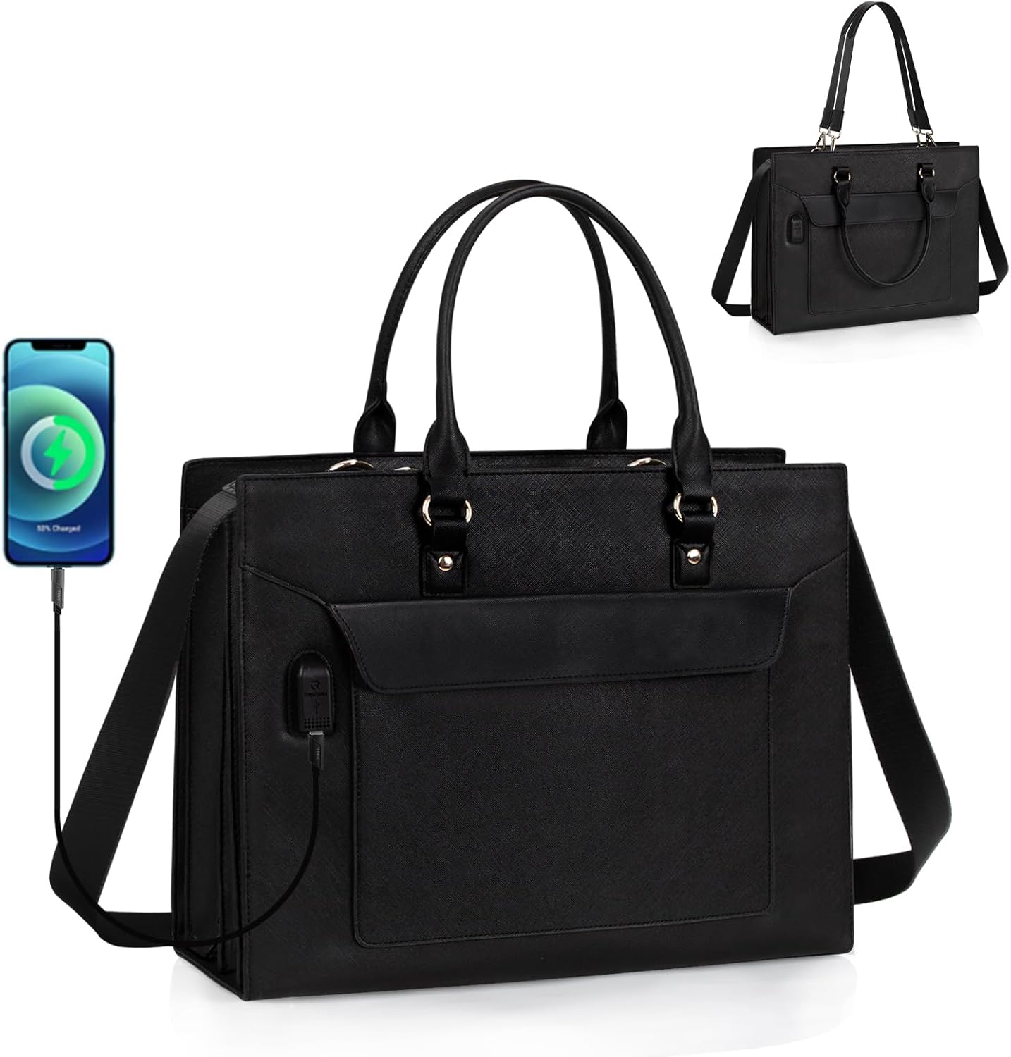 Laptop Bag for Women, 17 Inch Laptop Tote Bag, Leather Work Bags for Women, Large Capacity Laptop Briefcase Computer Tote Bag with USB Port, Business Office Bag Teacher Tote Bag Shoulder Bag Laptop Bag for Women, 17 Inch Laptop Tote Bag, Leather Work Bags for Women, Large Capacity Laptop Briefcase Computer Tote Bag with USB Port, Business Office Bag Teacher Tote Bag Shoulder Bag