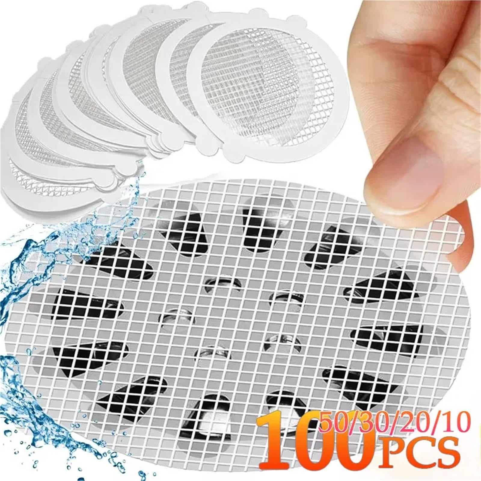 10-100 Pegatinas for desagüe de Suelo, atrapapelos for Ducha, Bloqueador Fregadero, Filtro Malla for bañera para Fregadero Cocina BañO(Circle-11cm-50PCS)