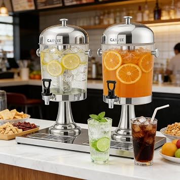 Garvee 4.4 Gallon Commercial Beverage Dispenser, Stainless Steel Beverage Dispenser with Ice Core, Stand & Spigot for Cold Juice, Iced Tea and Lemonade At Parties & Weddings