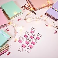 Vista 5 de Clips de metal ahuecados con forma de corazón rosa, notas, cartas, abrazaderas de papel, suministros de oficina, hogar, escuela