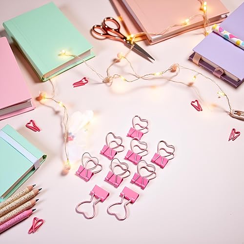 Miniatura 5 de Clips de metal ahuecados con forma de corazón rosa, notas, cartas, abrazaderas de papel, suministros de oficina, hogar, escuela