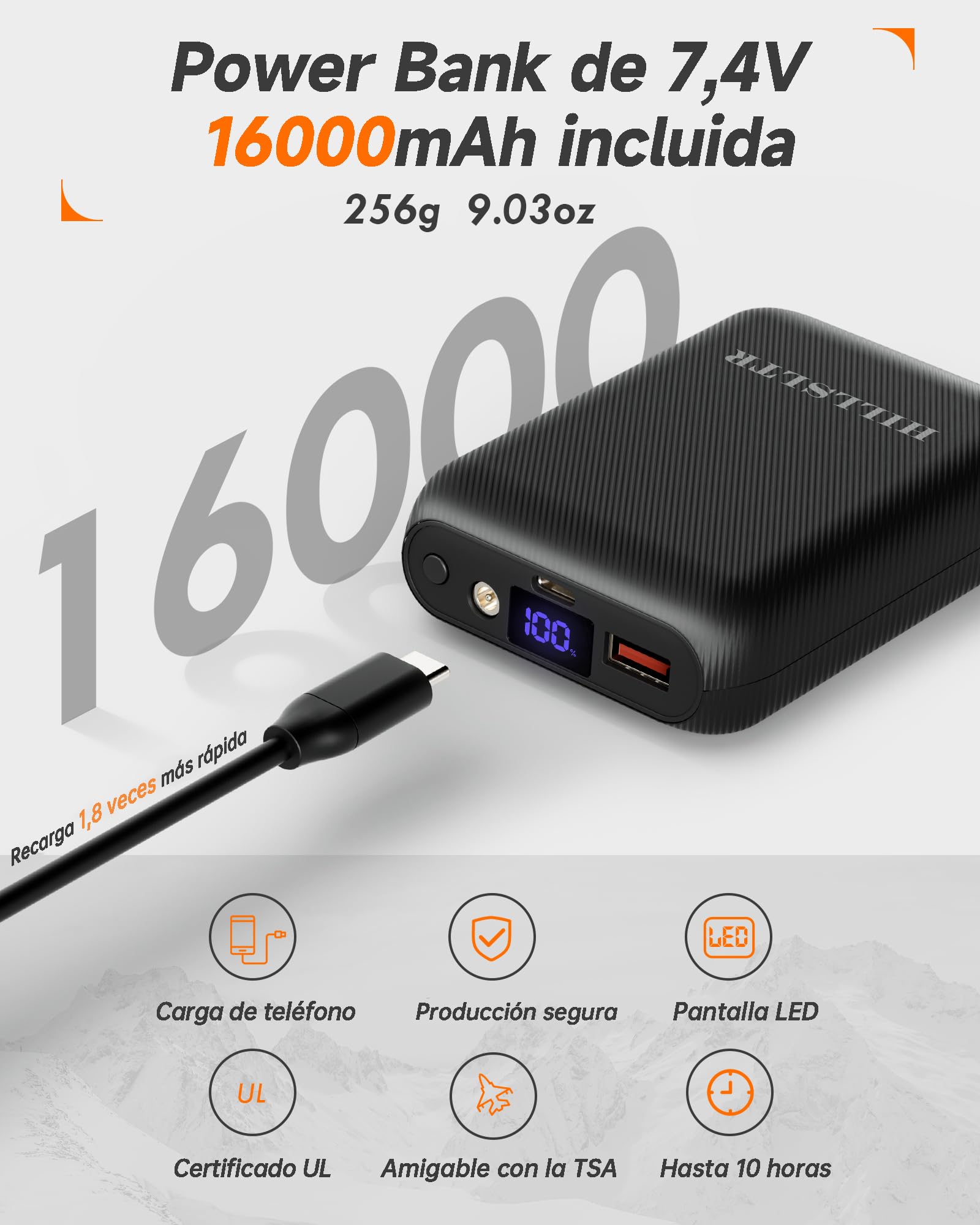 Chaleco calefactable, Chaleco Calefactable Mujer con Batería de 16000 mAh 3.7V, Chaleco Térmico con 8 Zonas de Calor, Chaleco Calefactable para Esquiar/Caminar al Aire Libre