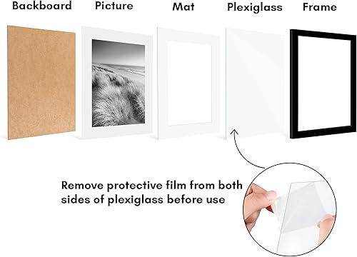 Vista 159 de Americanflat Portarretratos de 8 x 12 pulgadas con plexiglás pulido, juego de 2 portarretratos de 6 x 8 pulgadas con paspartú o para fotos de 8 x 12