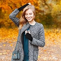 Vista 5 de Amandir Guantes largos sin dedos para mujer, calentadores de brazos, guantes elásticos de punto para el pulgar Gris oscuro Gris oscuro Gris claro