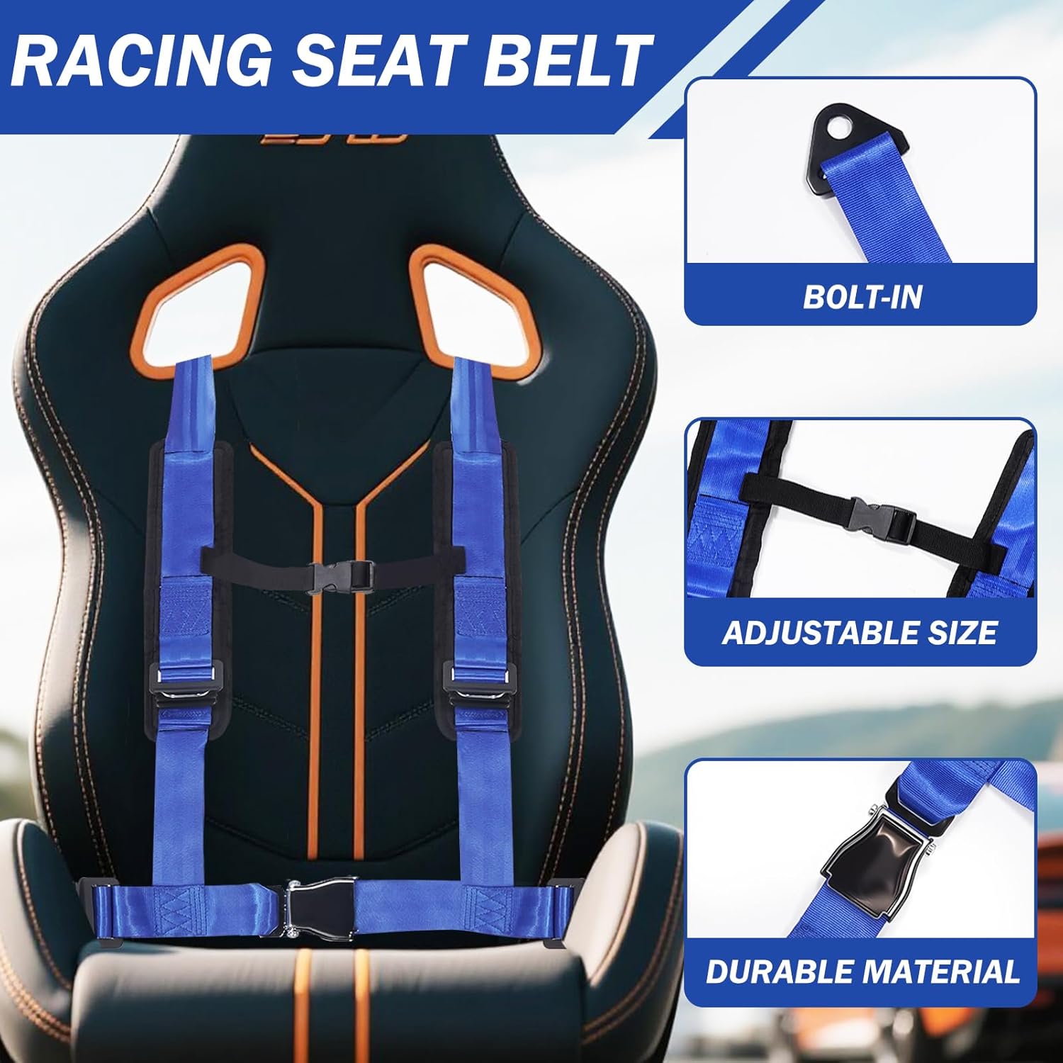 Belts Harness with 2 Inch Padding Compatible With Bypass Clip for Racing Go Kart