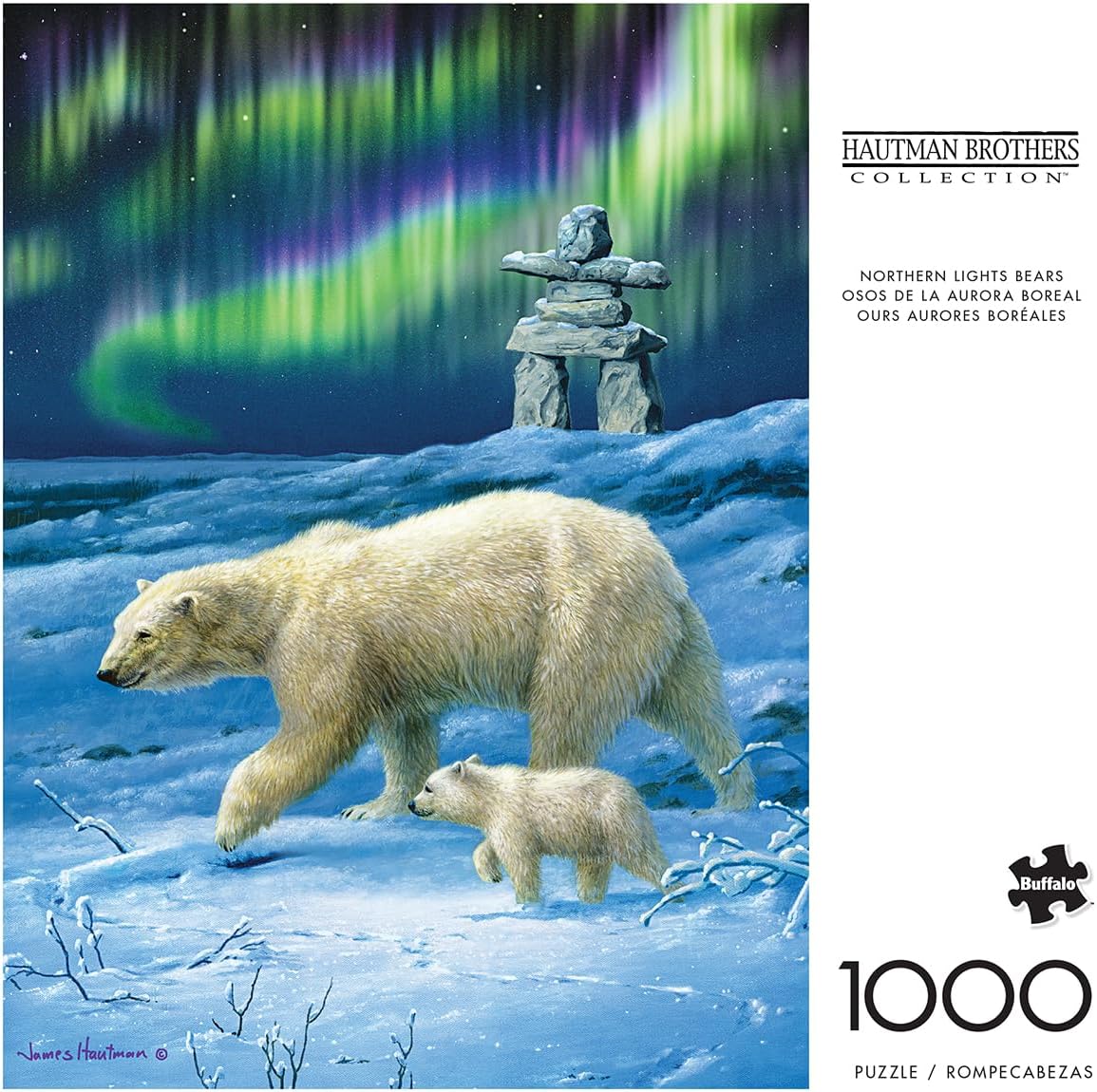 Buffalo Games - Northern Lights Bears - Hautman Brothers - 1000 Piece Winter Jigsaw Puzzle Seasonal Puzzles for Adults – Precision-Cut Pieces, Holiday Artwork, and Hours of Relaxing Fun