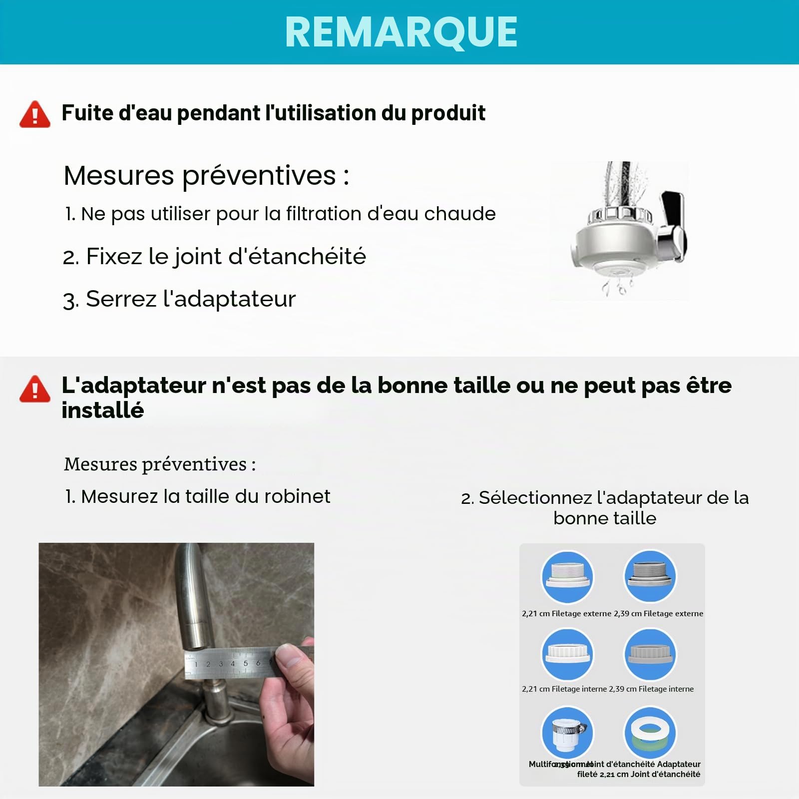Vortopt Filtre eau Robinet, NSF Certifiée Filtre à Eau Robinet, Système de Filtration ACF, Purificateur de l'eau de Longue Durée pour Cuisne, Réduit Chlore, Goût et Odeur, T1 (2 Filtres Inclus)