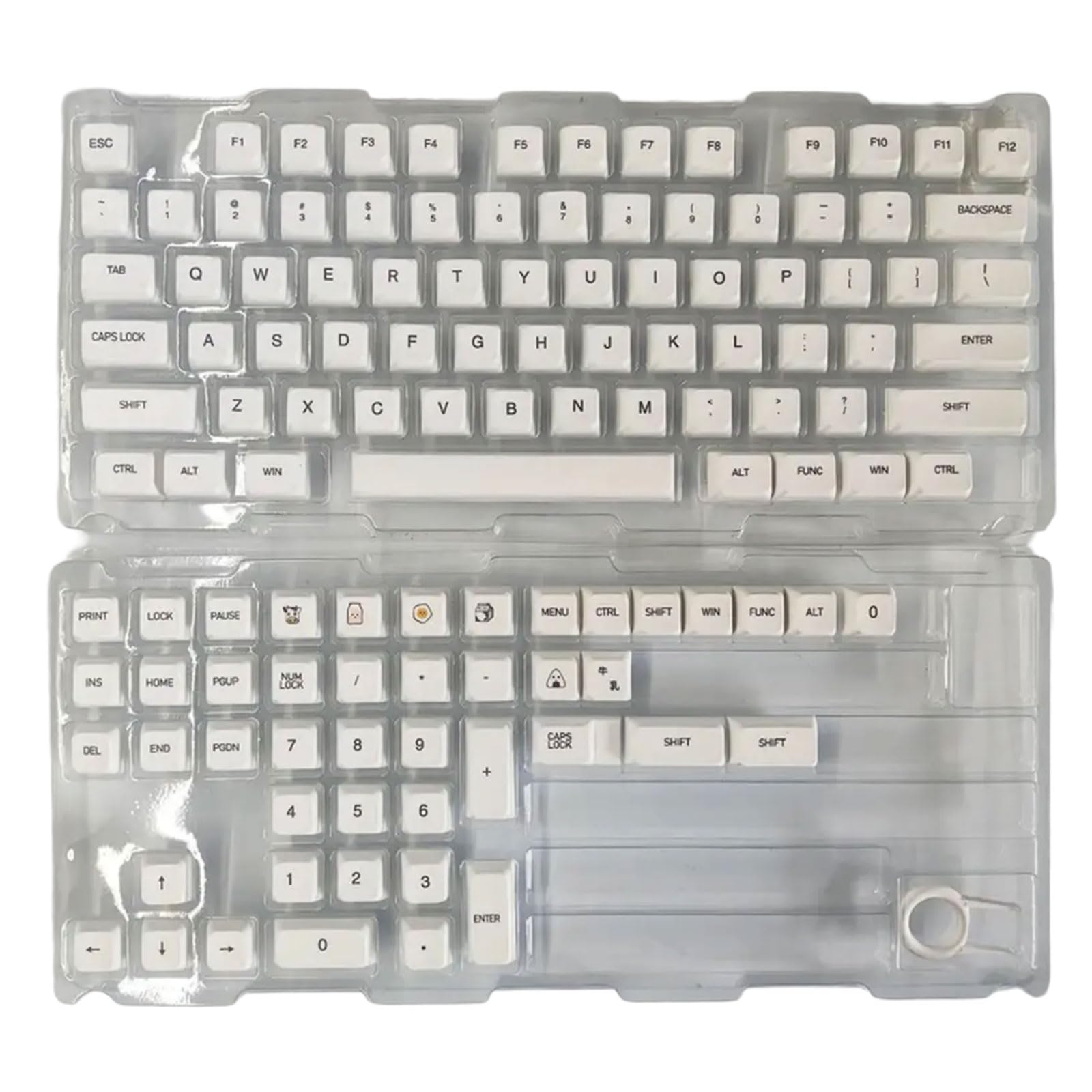 XuQiZZpp White Keycaps 120pcs English Japanese Russian Korean Fit for Various Mechanical Keyboards