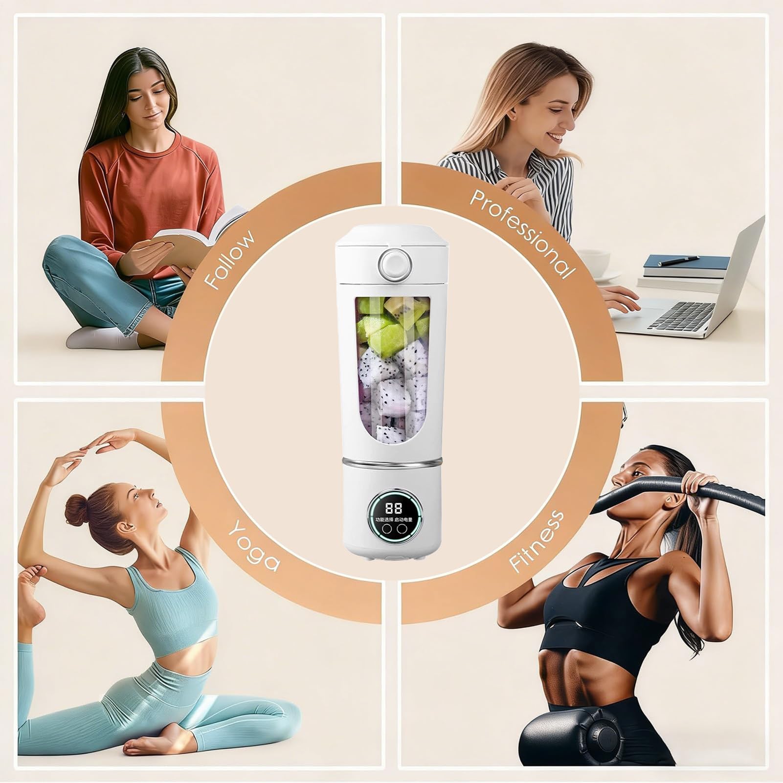 Tragbarer Mixer, 700 ml, kompakter kabelloser Fruchtmixer | Elektrischer Entsafter für – für Frauen, Männer, Küche, Fitnessstudio, Reisen, Schule,