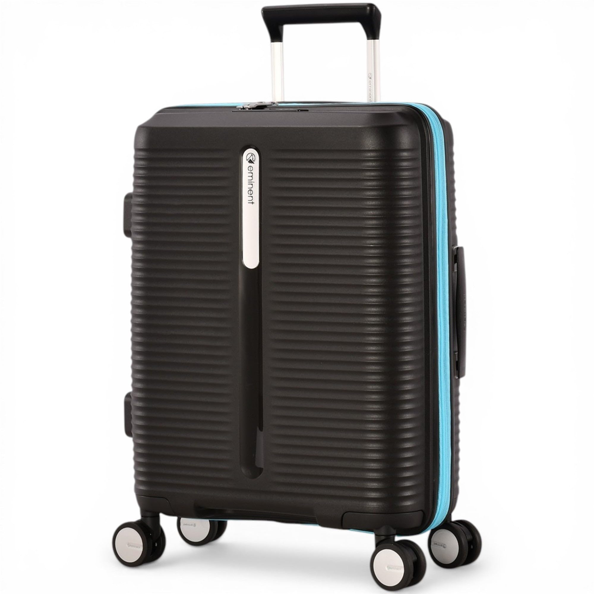 Eminent Finno Handgepäck Koffer 55x40x20, Hartschalenkoffer leicht | 2,5 kg ultraleicht, 39L, erweiterbar 55x40x20 auf 55x40x23, TSA Schloss, 4 Rollen, Kabinentrolley, Polypropylen, Schwarz