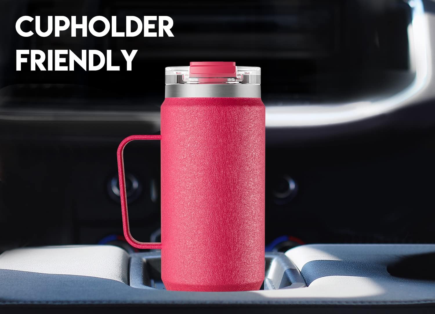 Meoky 40oz Tumbler with Handle, Stainless Steel Travel Mug with 2-in-1 Straw and Sip Lid, Vacuum Insulated Coffee Mug, 100% Leak Proof, Keeps Cold for 34 Hours or Hot for 10 Hours (Ruby) - Image 6