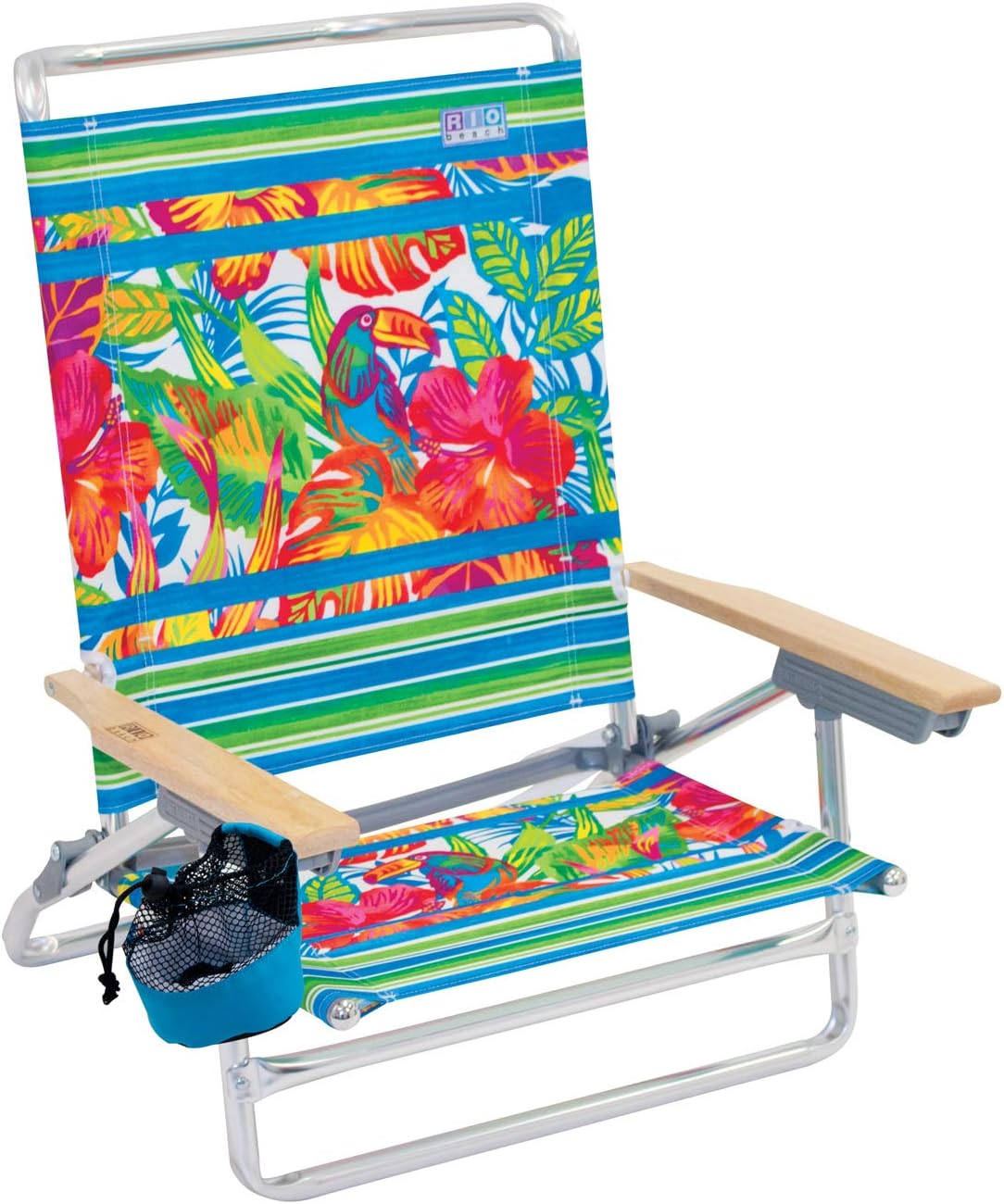Rio Beach Classic 5 Position Lay Flat Folding Beach Chair - Toucan Florals
