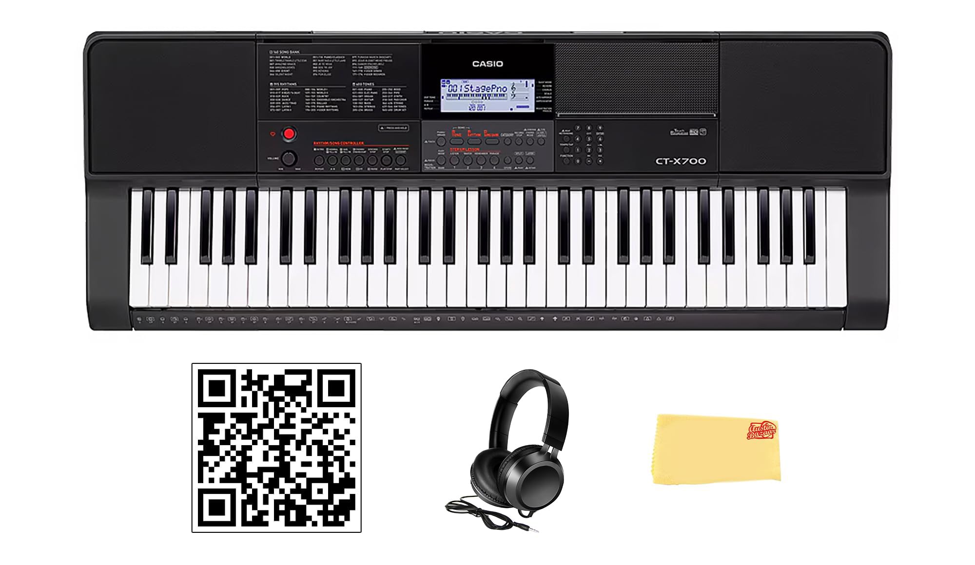 CT-X700 61-Key Portable Keyboard Bundle with Headphones, Austin Bazaar Instructional Vide…