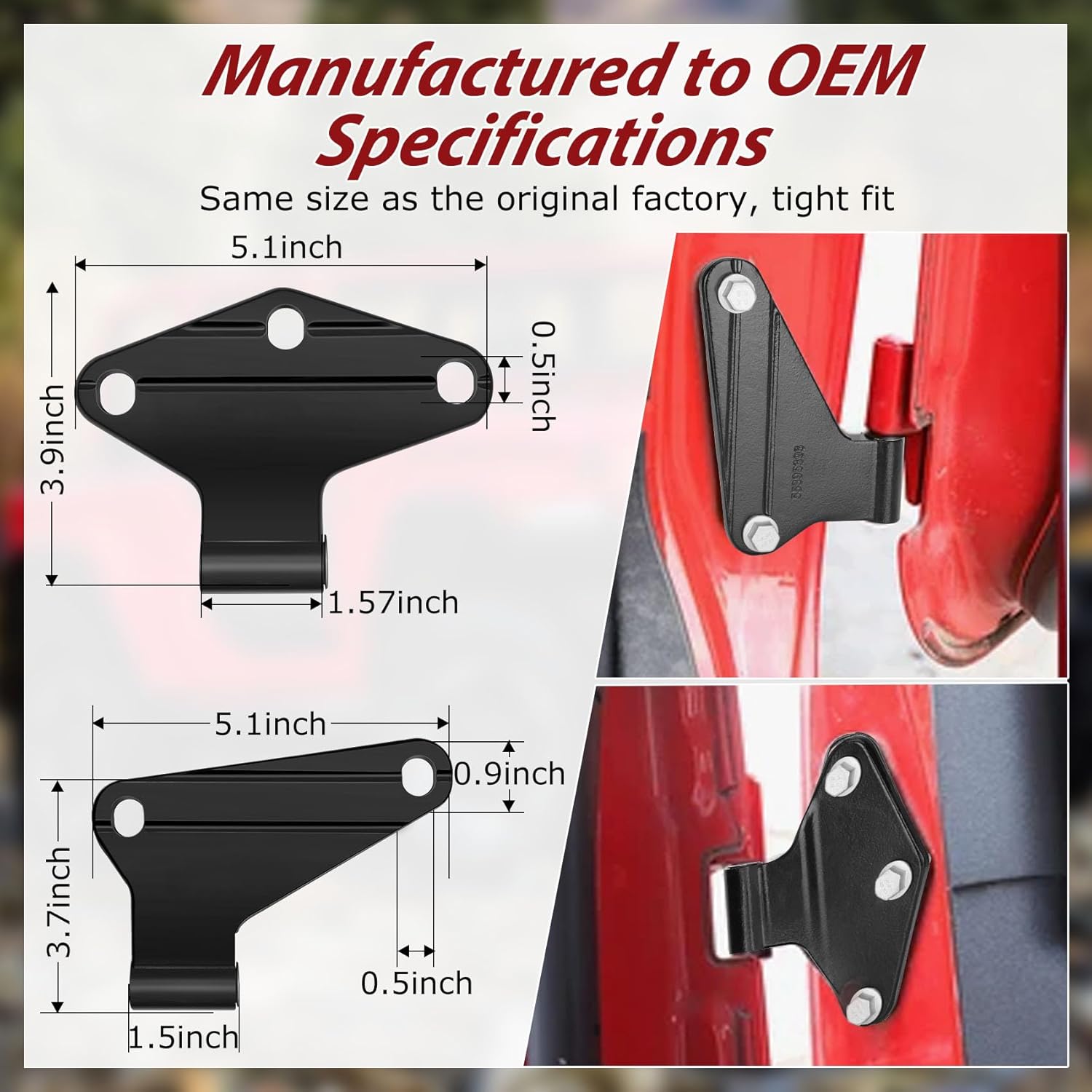Jeep Wrangler JK Interior 4 Door Hinge Assembly Kit Compatible with 2007-2018 Jeep Wrangler JK JKU Rubicon Unlimited Sahara (Inner 4-Doors), Jeep Wrangler JK Inner 4 Door Hinge 8PCS with 20 Bolts