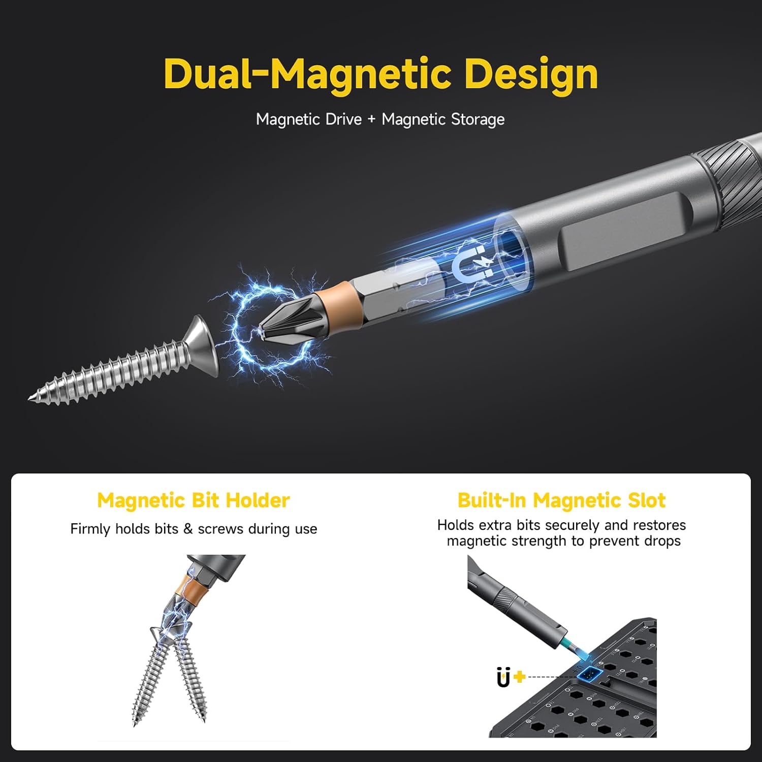 42 in 1 Magnetic Screwdriver Set, Multi-Bit with Detachable Handle for Computer, Furniture & Bicycle (Grey)