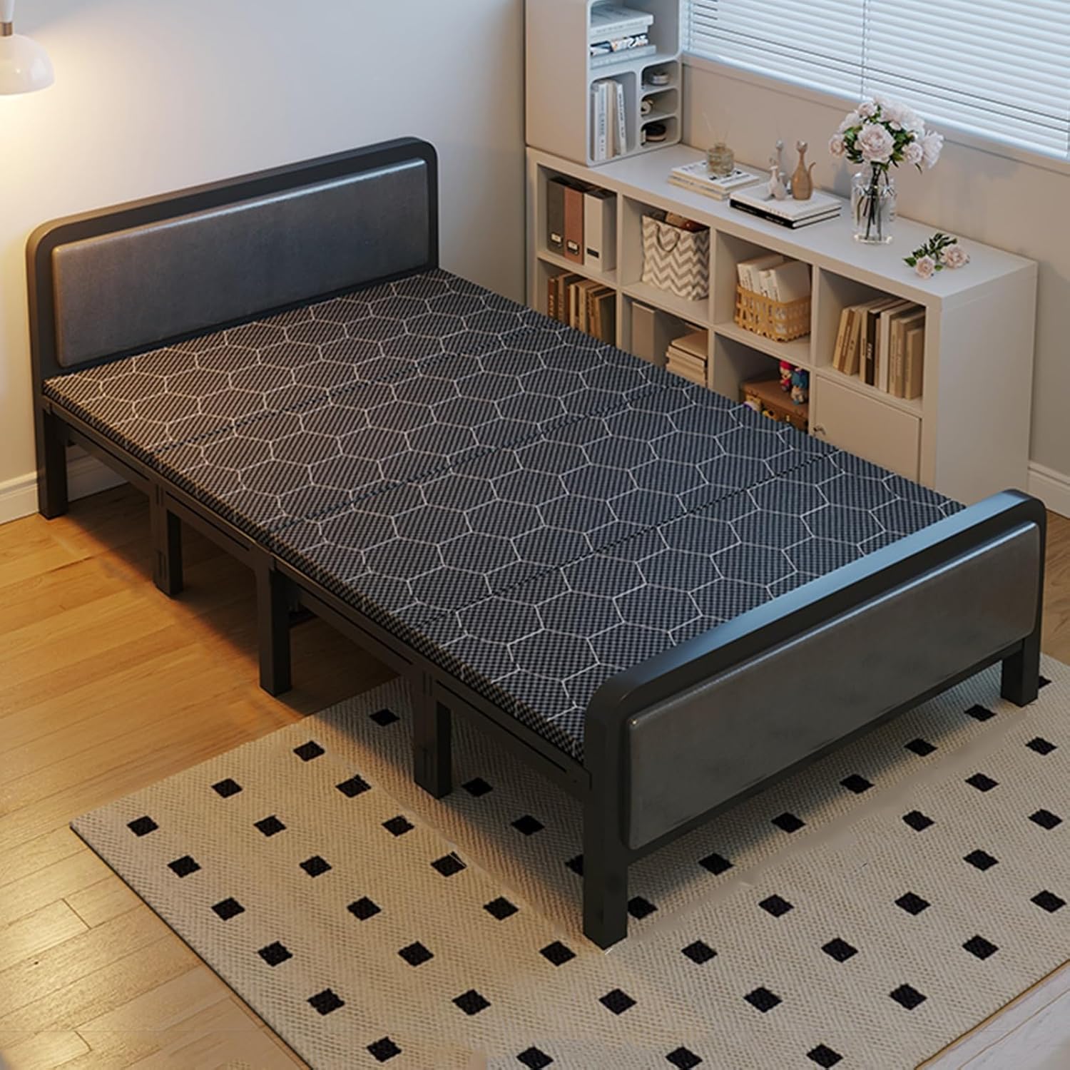 YVYKFZD 2 Person Folding Camping Cot, Portable Camping Bed for Adults, Comfortable Sleeping Cots, Supports 330 lbs, for Tent Office Outdoor Travel (Color : Black 2, Size : 190x90x77cm)