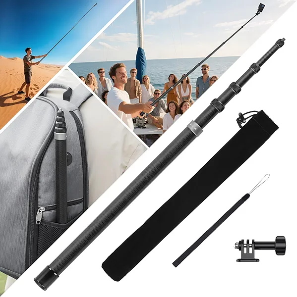 BRDRC 3m Selfie Stick for Insta360 X5 X4, 118 Inch Carbon Fiber Invisible Ultra Long Extension Pole for Insta 360 ONE X5 X4 X3 X2 RS, for DJI OSMO 360 Accessories (with Go Pro Adapter, Storage Bag)