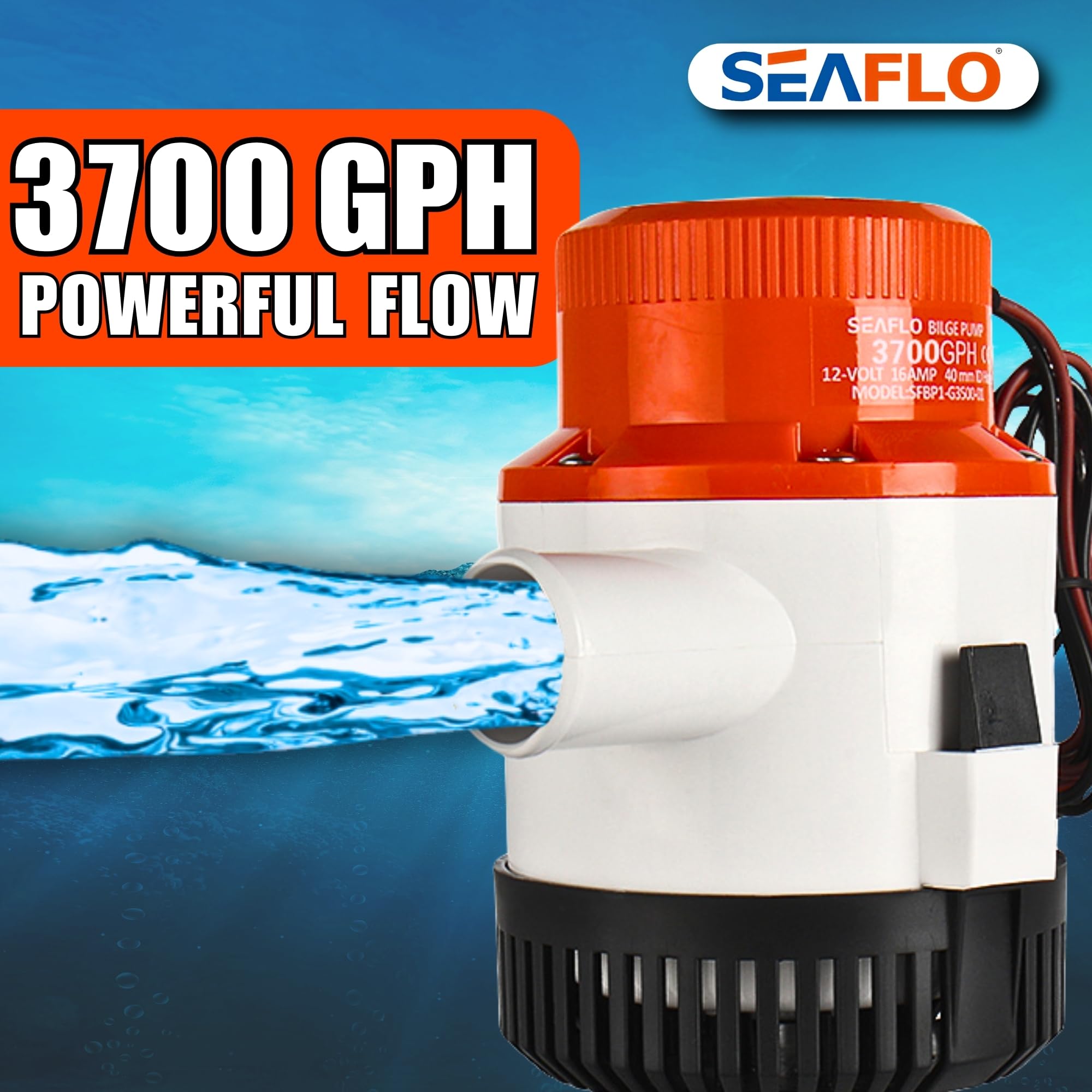 Seaflo - Pompa di sentina elettrica per imbarcazioni, 3700 GHP / 12 V (3700 GHP 12 V)