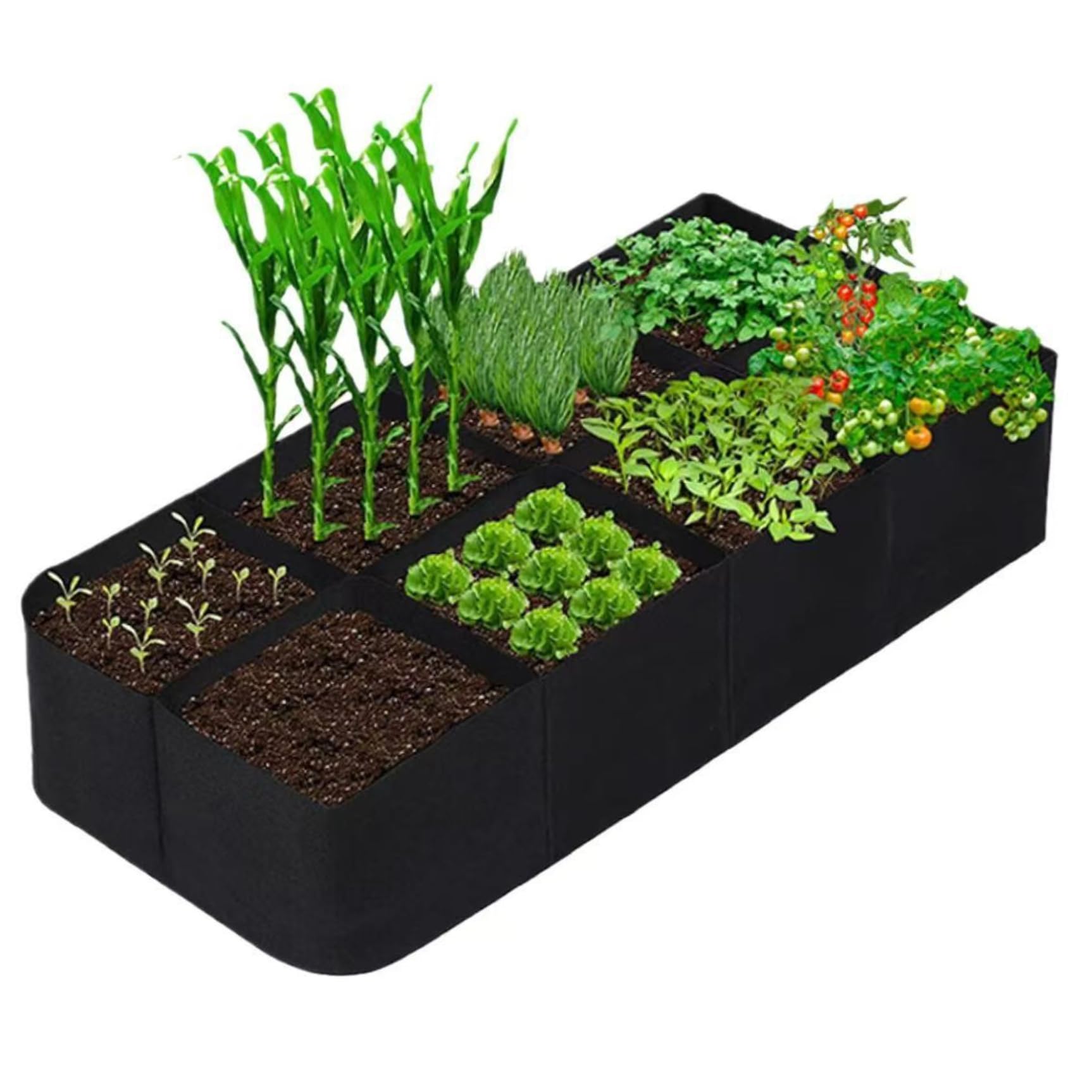 Cama de jardín elevada de fieltro con 8 rejillas para huerto urbano
