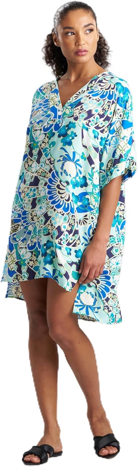 [N Natori] ナイトシャツ Fusion Fans-Challis Sleepshirt Length 36" レデ