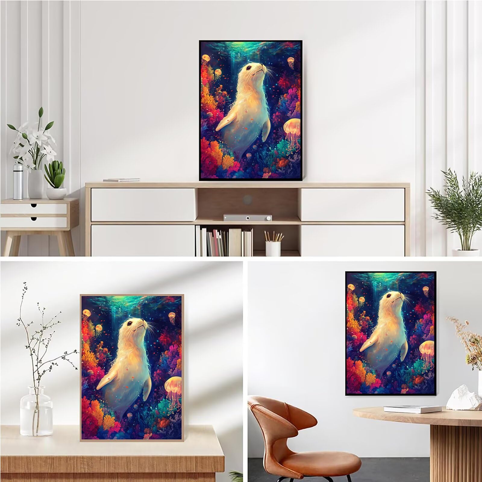 Diamond Painting Kit Completo, Diamond Painting Lontra, 5D Quadrato Pittura Diamante Kit Manualidades Adultos DIY Diamantini Crystal Art Disegni Ricamo Punto Croce Artigianale, 60x90cm Corallo j0-981