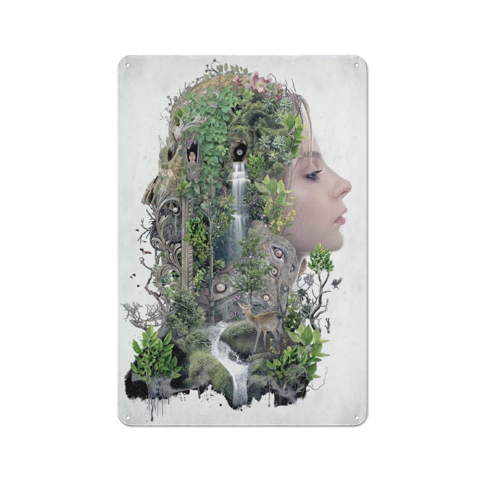 Junmoney Style-2 Vintage Metal Plaque 30X20cm Featuring The Duality Of Nature For Hallway Wall, For Wall Display Collectors