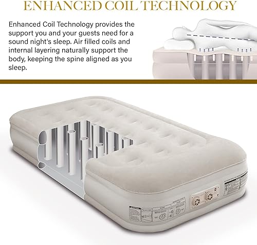 Vista 14 de King Koil colchón de aire de tamaño individual con bomba de aire integrada, la mejor cama inflable de tamaño individual, colchón de aire elevado