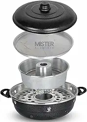 Churrasqueira Grill Vigorosa Multiuso para Fogão em Alumínio – Assa Pizza, Bolo e Grelha Carnes (Preto Craqueado)