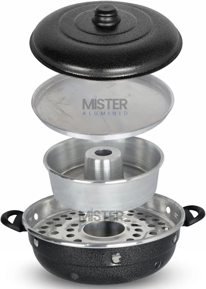 Churrasqueira Grill Vigorosa Multiuso para Fogão em Alumínio – Assa Pizza, Bolo e Grelha Carnes (Preto Craqueado)