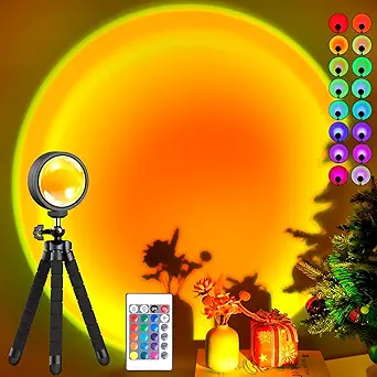 Balkwan Sunset Lamp Projection Rotation LED Romantic Modern Floor Stand Night Light with USB for Living Room Bedroom Aesthetic Decor Christmas Party Gifts Idea for Girls Women (16 Colors)