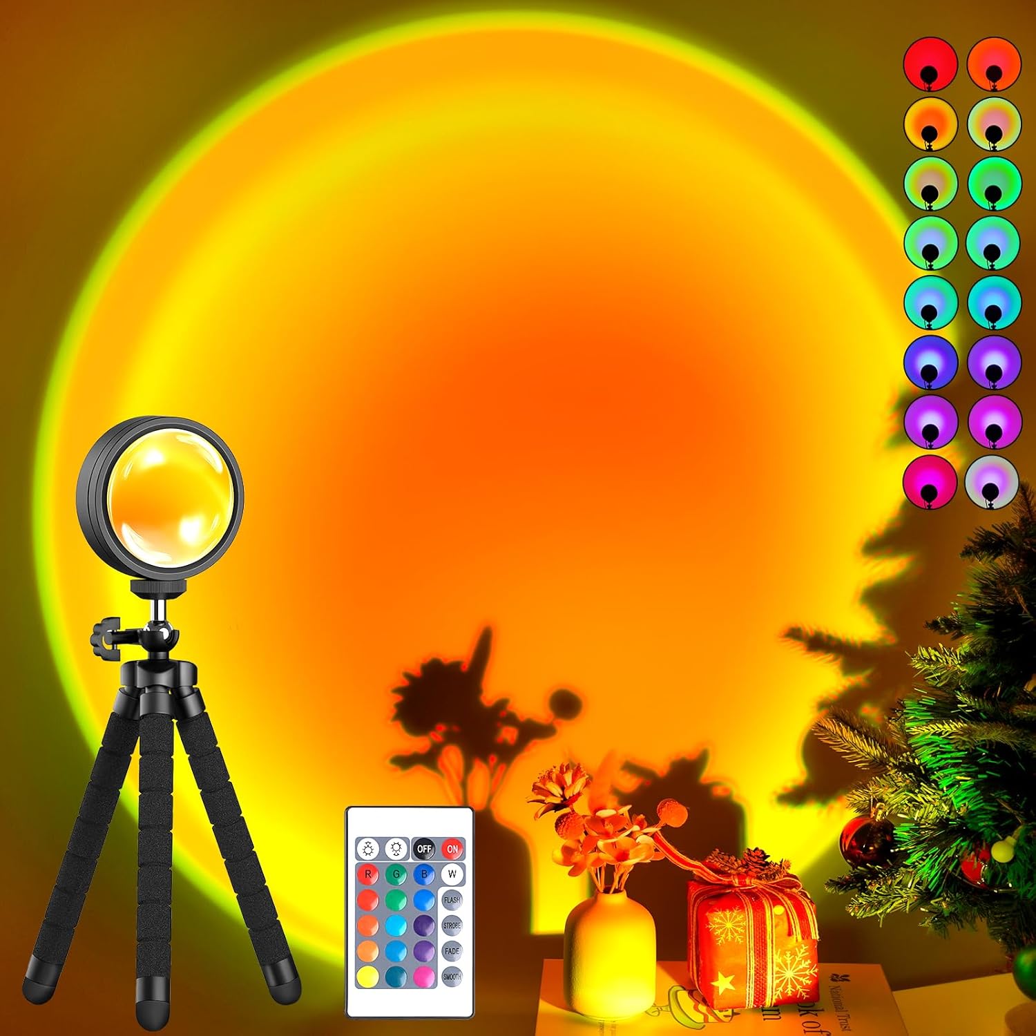 Balkwan Sunset Lamp Projection Rotation LED Romantic Modern Floor Stand Night Light with USB for Living Room Bedroom