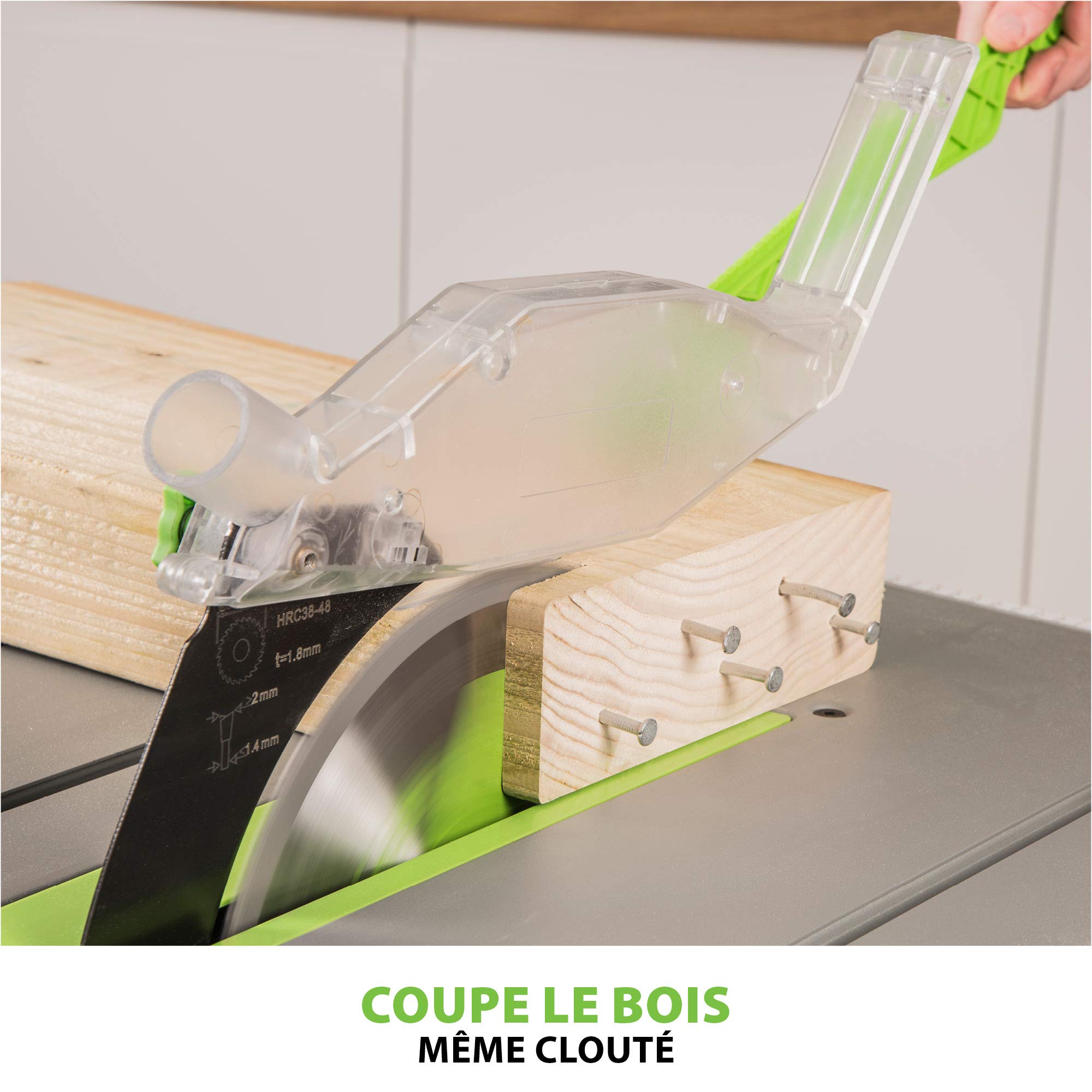 Evolution Power Tools Scie sur Table Fury 5-S 255mm Coupe Multi-Matériaux Bois Plastique Métal 0-45˚ Biseau 60-60˚ Onglet