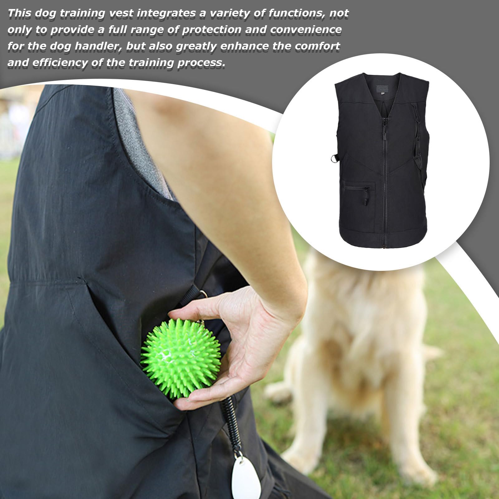 Hundehandlerweste - Langlebige Trainer -Outfit, Mehrfach -T -Tisch -Weste | M/L leichte Trainingsjacke mit sicheren Lagerzonen, Handleruniform für Hundesport- und Jagdhund Feldarbeit Kleidung