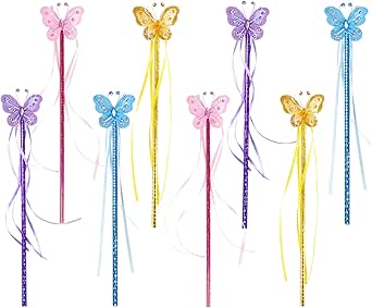 Orange Butterfly Fairy Wings With Wand - 18 Inch Glitter Wings For Kids Dress Up