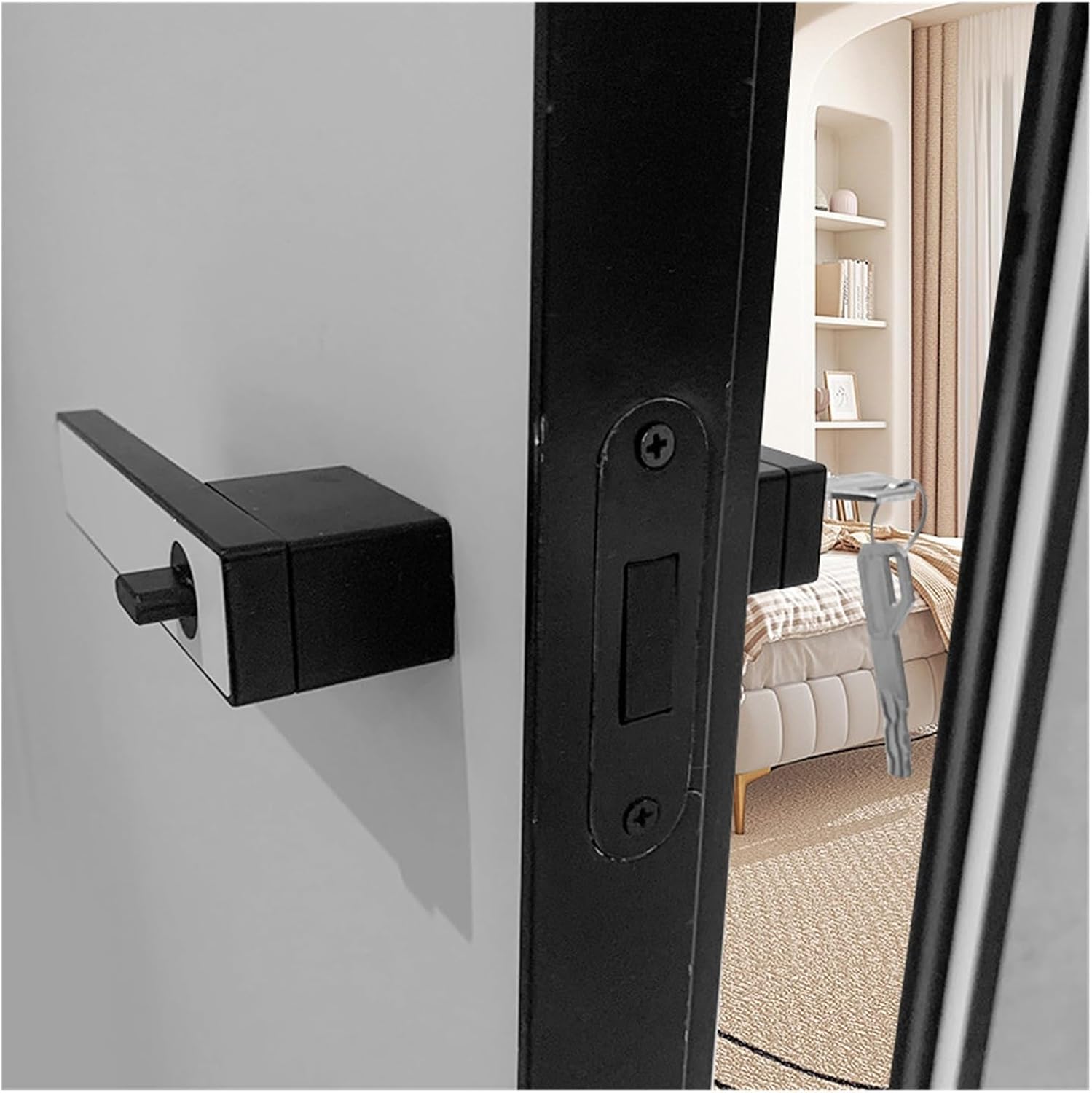 Modern Light Luxury Minimalist Door Lock with Keyhole Indoor Wooden Door Bedroom Door Lock Door Handle Handle Lock Magnetic Lock