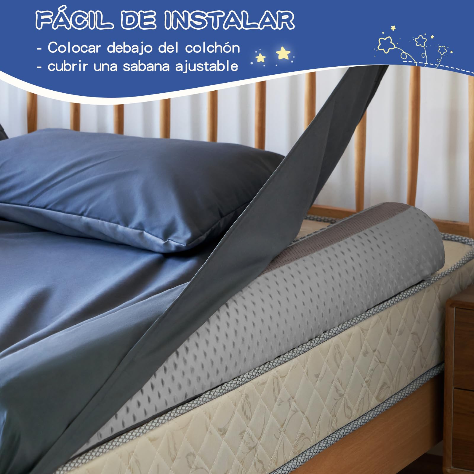 Barriera di sicurezza anticaduta per letto da bambino, Guardia Paracolpi in Schiuma, Portatile Sponda Letto Bambini Copertura Rimovibile Morbida Impermeabile e Lavabile