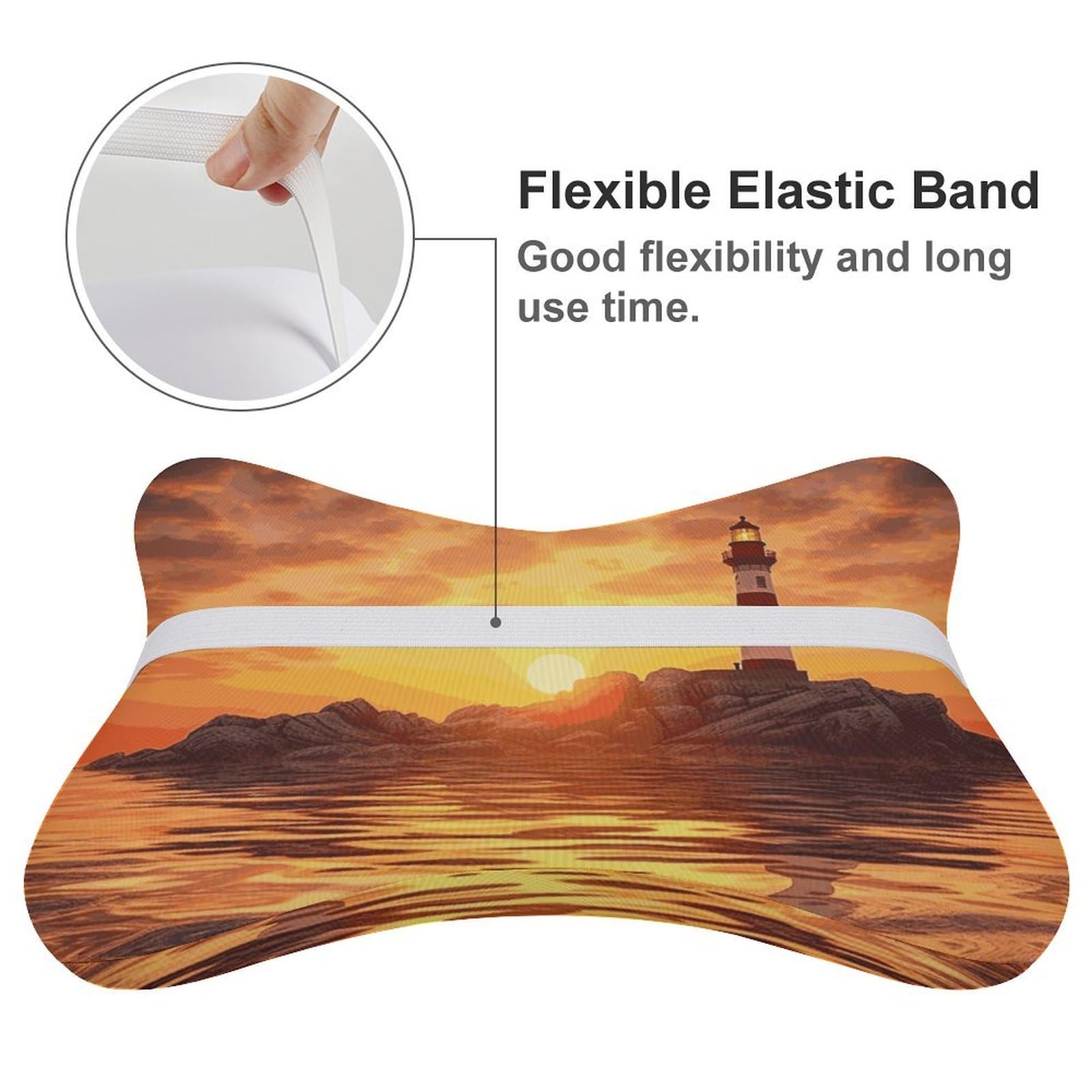 Almohada de faro de mar al atardecer, núcleo de almohada de espuma viscoelástica, cojín, proporciona apoyo para el cuello, almohadas de coche para viajes y oficinas en casa.