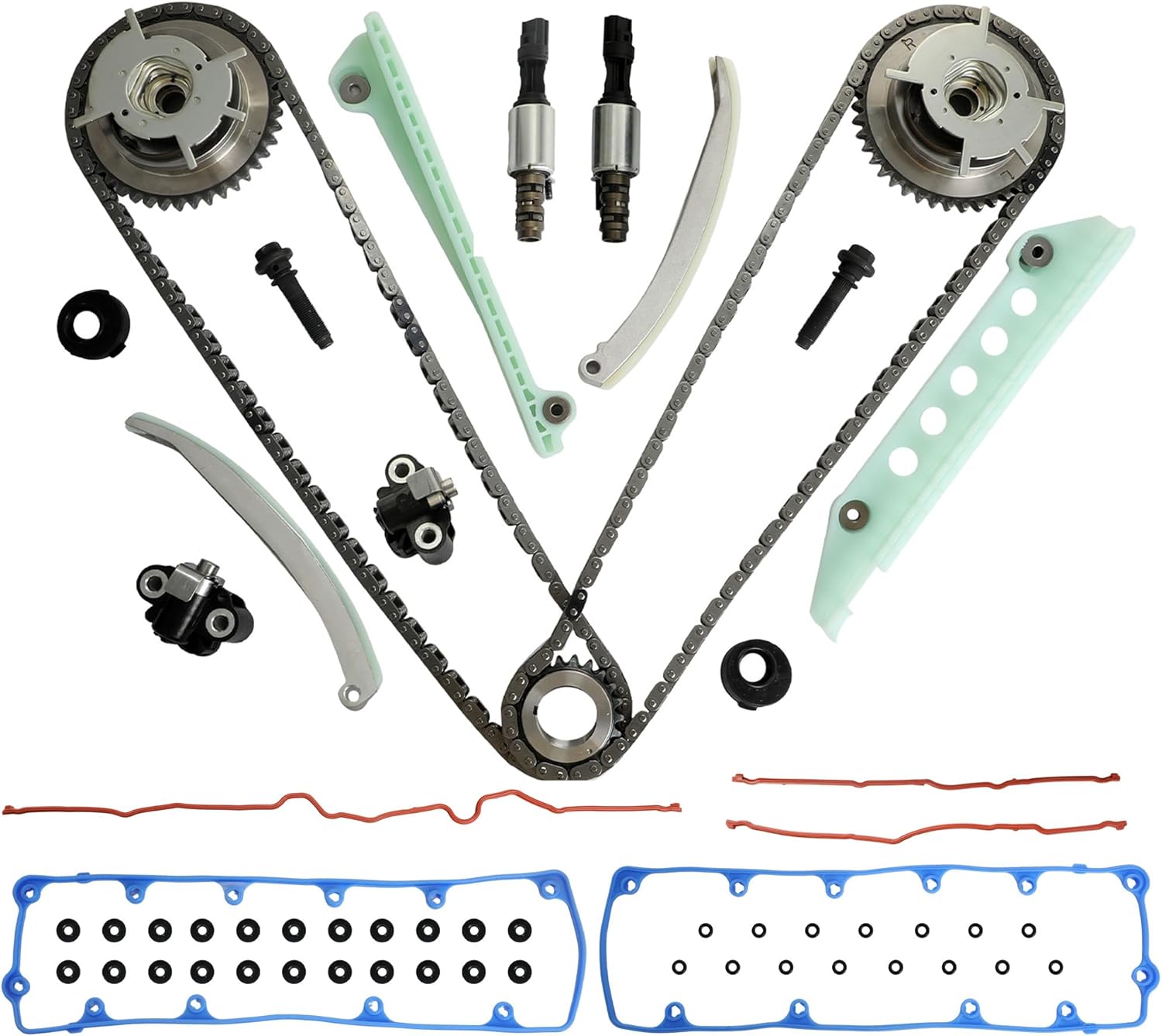 4.6 Timing Chain Kit W/VVT Sporcket & Timing & Valve Cover Gasket Fit For Ford F-150 Mustang Explorer Explorer Sport Trac 4.6L V8 SOHC 05-10 Fit For Mercury Mountaineer 06-10 9-0387SKVVT VS50564R