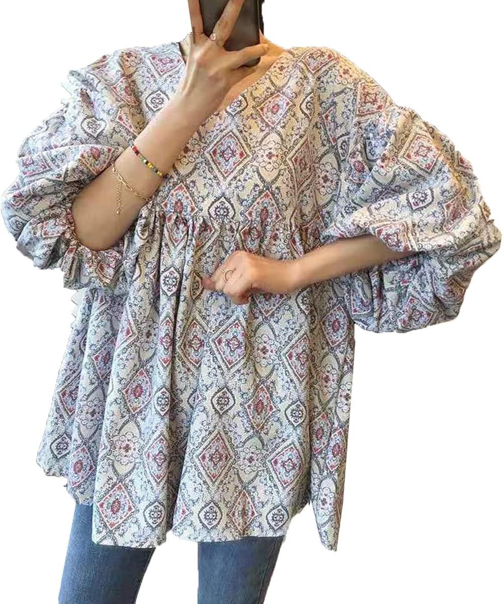 Jinpin ロングワンピース レディース ワンピース マキシワンピース ロングドレス 花柄 ドレス フレアワンピース ワンピ カジュアル ミモレ丈 パーティー フォーマル ゆったり 良質 模様 Vネック 七分袖 フレア サマー ロング マキシ丈 夏秋 リゾート