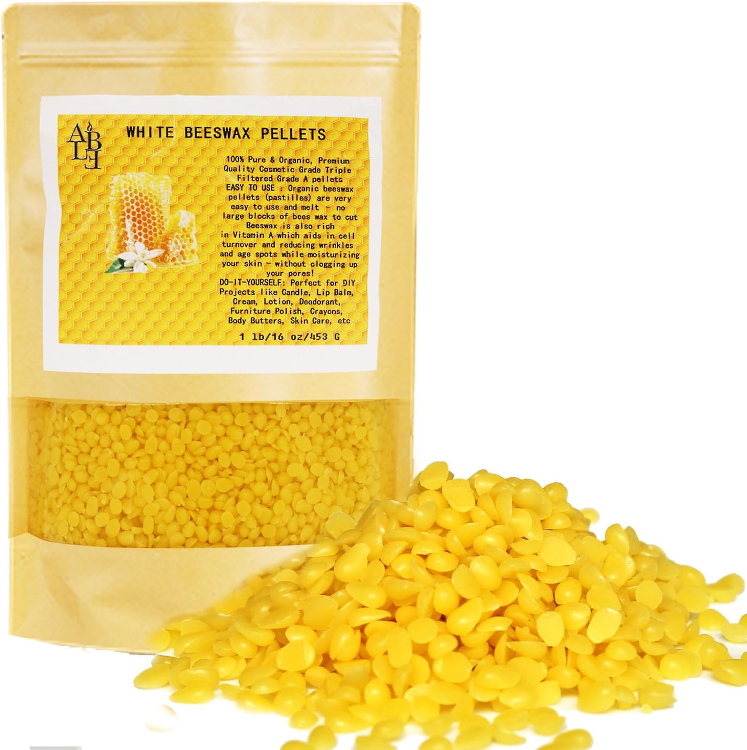 XYUT Organic Beeswax Pastilles Yellow, Filtered Pellets