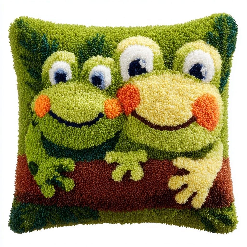 Henypt DIY Latch Hook Kits Cushions Pillow, Frog