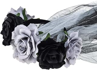 Day of the Dead Headpiece Rose Floral Crown Veil Halloween Costume Mexican Flower Headband