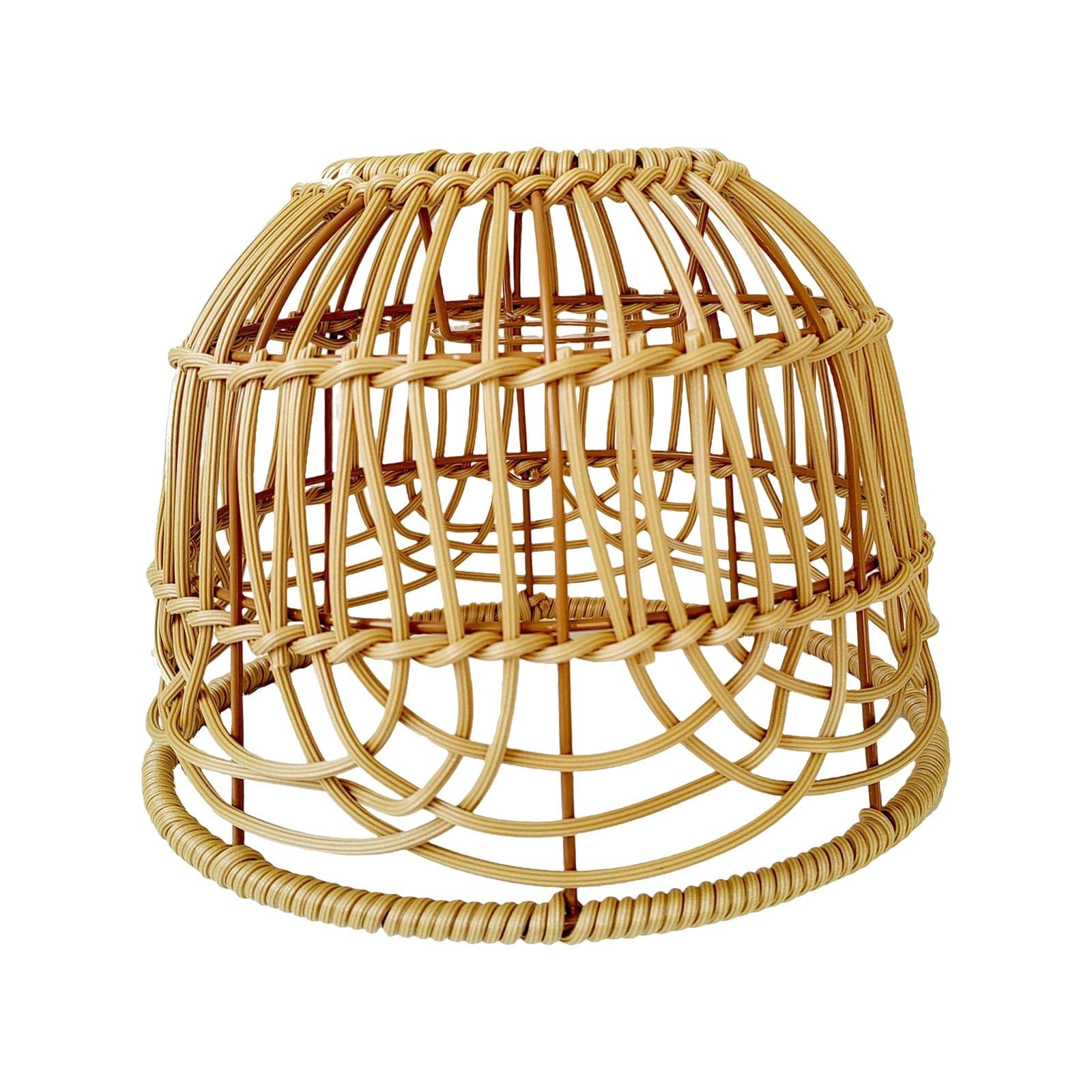 Baoblaze Rattan Lampshade Bell-Shaped Wicker Pendant Light Ceiling Shade, Boho Chandelier for Dining Room, Living Room, Type E