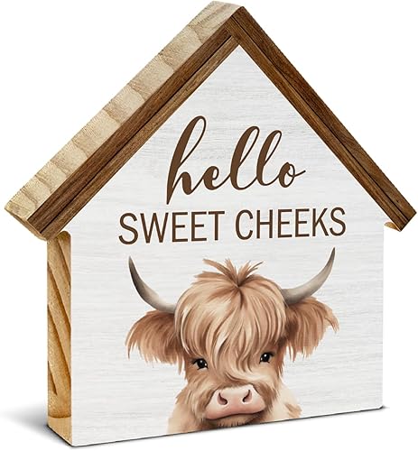 Miniatura 27 de Letrero de baño con texto en inglés "Please Seat Yourself", decoración de baño de casa rústica, bloque de madera en forma de casa para estante de