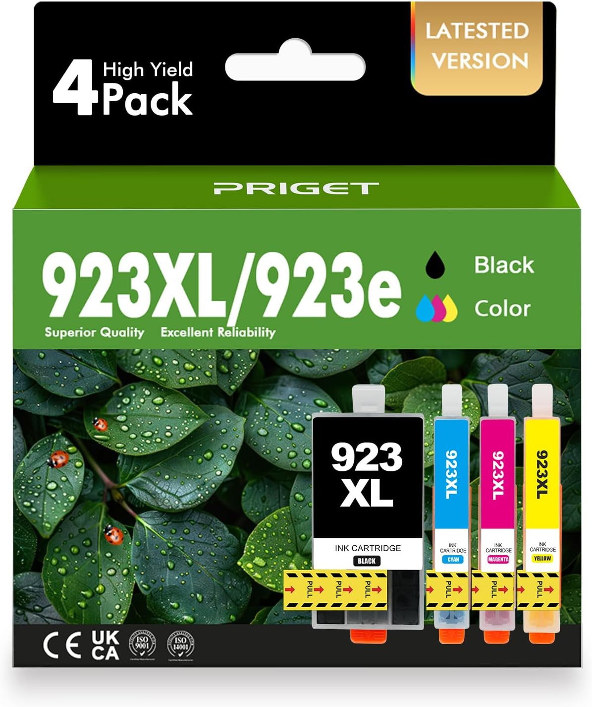 923XL 923e 923 Ink Cartridge Combo Pack Replacement for HP 923-XL 923 Ink Cartridges 8130e 8125e 8135e 8138e 8139e 8120 8130 Printer (Black/Cyan/Magenta/Yellow, 4 Pack)
